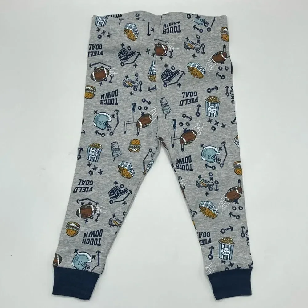 Baby Boy Football Cotton Long Sleeve Tight Fit Pajamas 2-Piece Set Size 12M